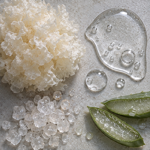 Hydroxyapatite, xylitol, aloe and panthenol on pale stone